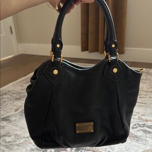 Black and Gold Marc by Marc Jacobs Shoulder Bag with Textured Fabric